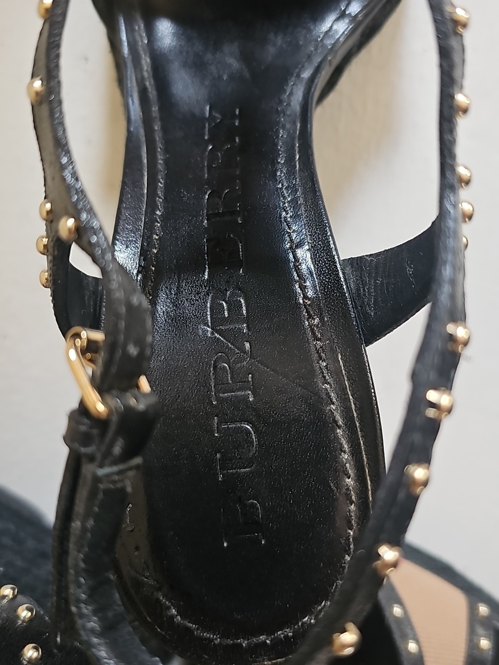 Burberry Beige/Black Check Leather and Canvas Espadrille Wedge Sandals Size 39.5 - Picture 3 of 10